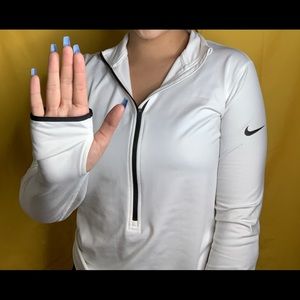 White Nike Dri Fit Pull Over